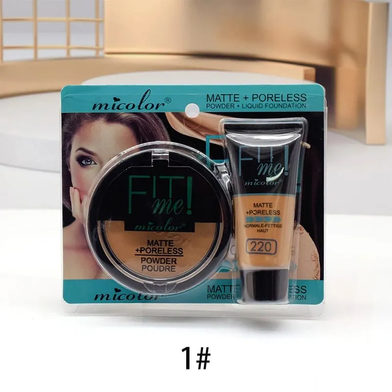 Micolor Fit Me 2 IN 1 Poreless Powder & Liquid Foundation Full Coverage Liquid Concealer Scars Dark Circles Acne Cosmetic Set — image 8