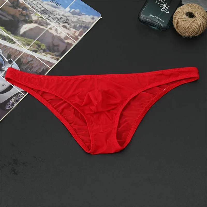 1PC Summer New Underwear Men's Ice Silk Briefs Ultra-thin Transparent Breathable Sexy Comfortable Low Waist Underpants for Men — image 28