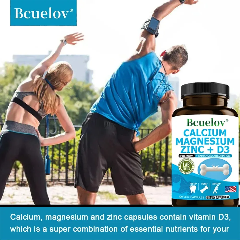 Bcuelov Vápník Hořčík Zinek Vitamin D3 Doplněk - Kosti Zuby Svaly Nervy Metabolismus Syntéza bílkovin Imunitní systém — image 3
