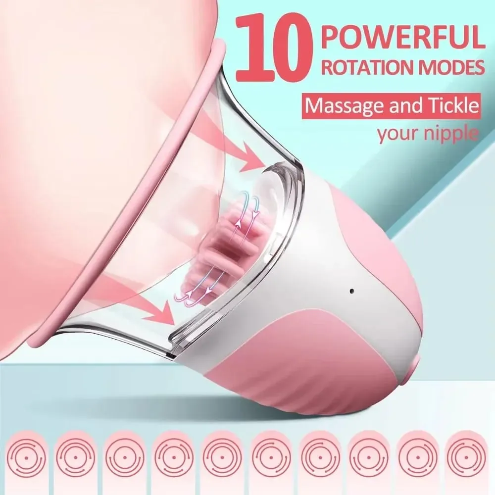 Aumento del seno Succhiare vibratore Pompa a vuoto rotante Reggiseno ventosa Massaggiatore seno AV Masturbatore per stimolazione capezzolo femminile — image 2