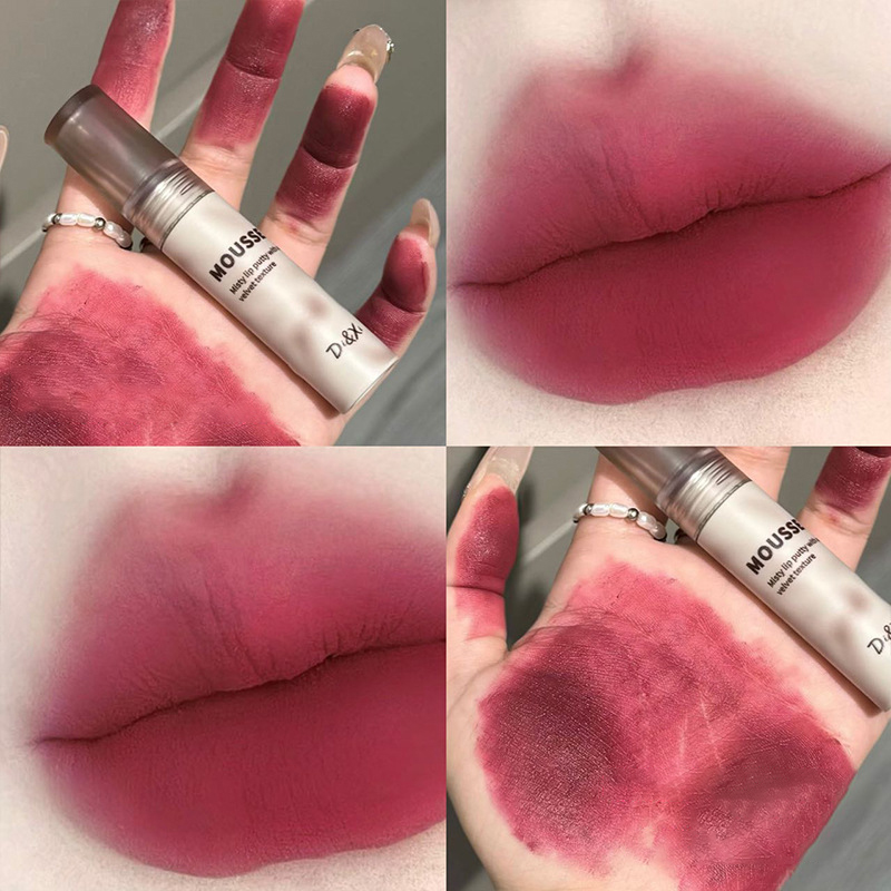 고딕 매트 블랙 립스틱 방수 무스 립 머드 누드 브라운 립스틱 다크 퍼플 펑크 립 글로스 메이크업 스틱 립 색조 — image 9