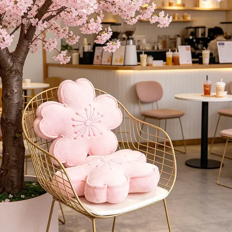 Cuscino in peluche con fiori di ciliegio Cuscino imbottito con fiori Cuscino per divano Squishy Decorazioni per la casa Cuscino per pisolino pomeridiano Regali di compleanno — image 3