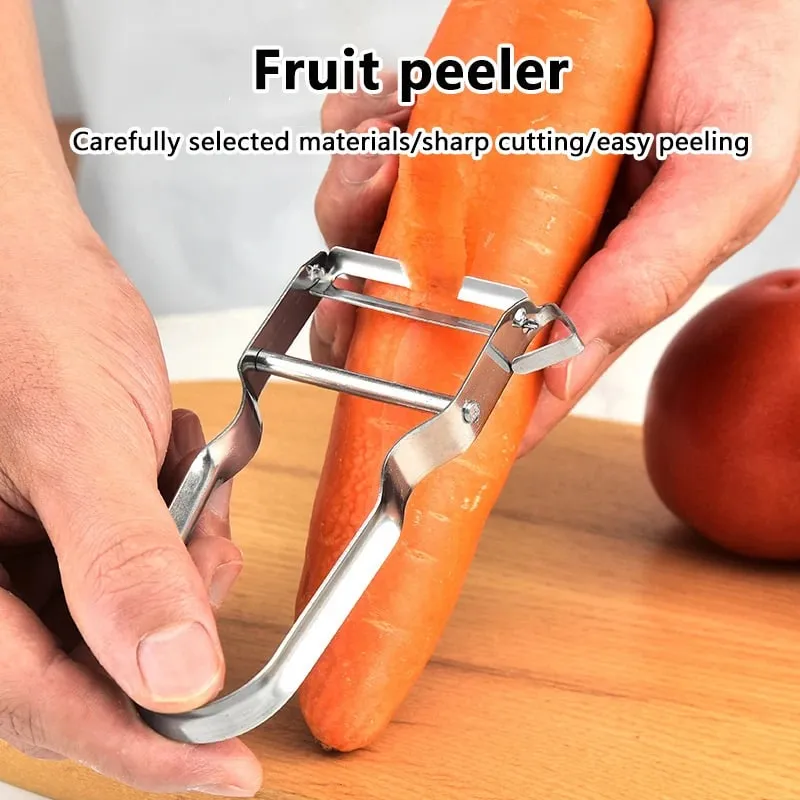 1 ชิ้นสแตนเลสสตีล Peeler ผักผลไม้ Peeler เครื่องตัดมันฝรั่งแครอท Peeler หลายฟังก์ชั่นอุปกรณ์ครัว — image 2