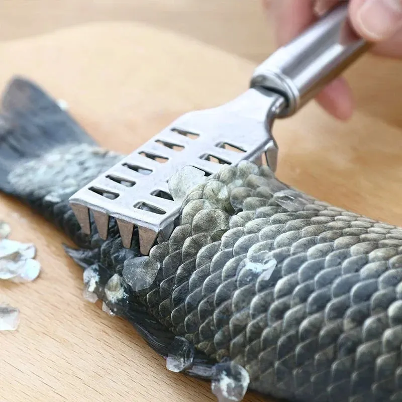 Die Entfernung von Fischschuppen ist unerlässlich! Edelstahl-Rundrohr-Fischschaber, schnell, ohne Spritzer, müheloses Küchen-Fischwerkzeug — image 1