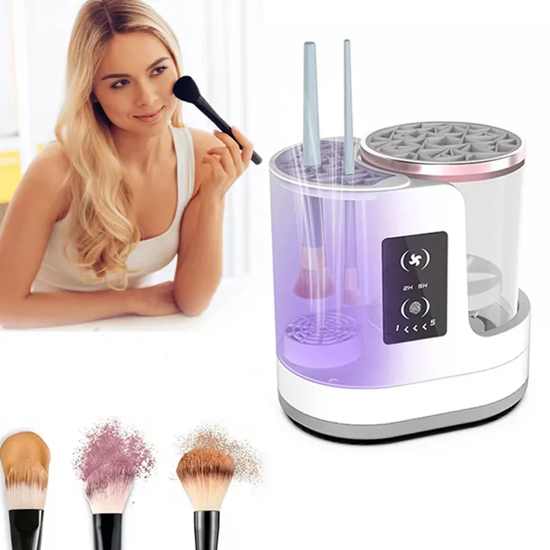 NEUE Elektrische 3 IN 1 Make-Up Pinsel Cleaneing Maschine Make-Up Pinsel Trockner Tragbare Automatische USB Kosmetik Pinsel Reiniger Werkzeug — image 1