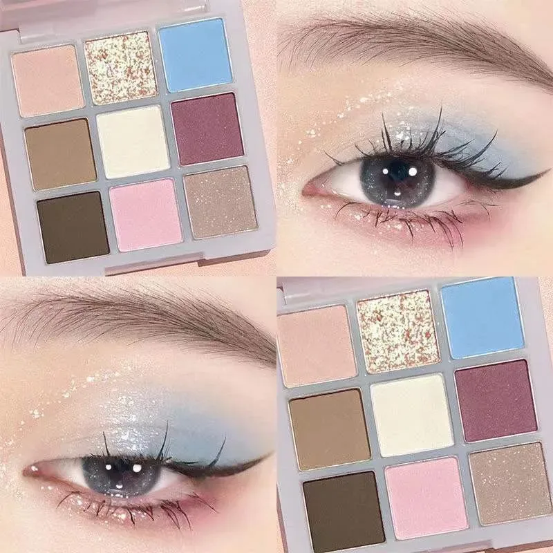 9 barev Mint Green Paleta očních stínů Matte Shimmer Forest Shadow Velvet Soft Míchatelný přirozený denní make-up očí — image 8