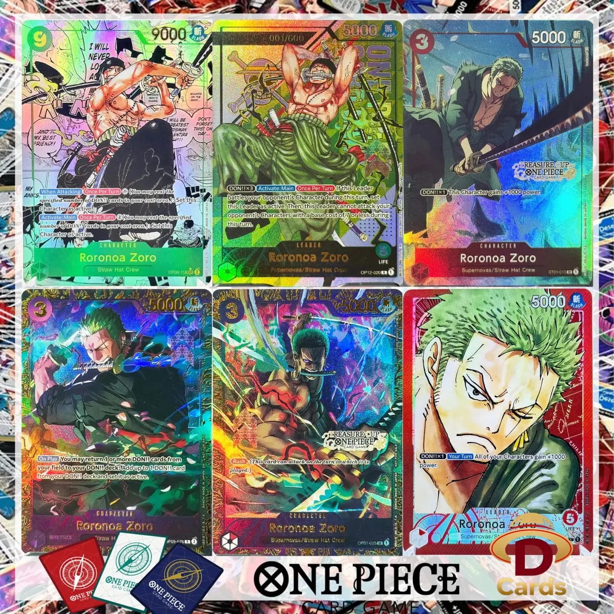 One Piece Roronoa Zoro Series Set Championship Treasure Cup Promo Anime Collectibles Carte replica fai da te Carta texture — image 1
