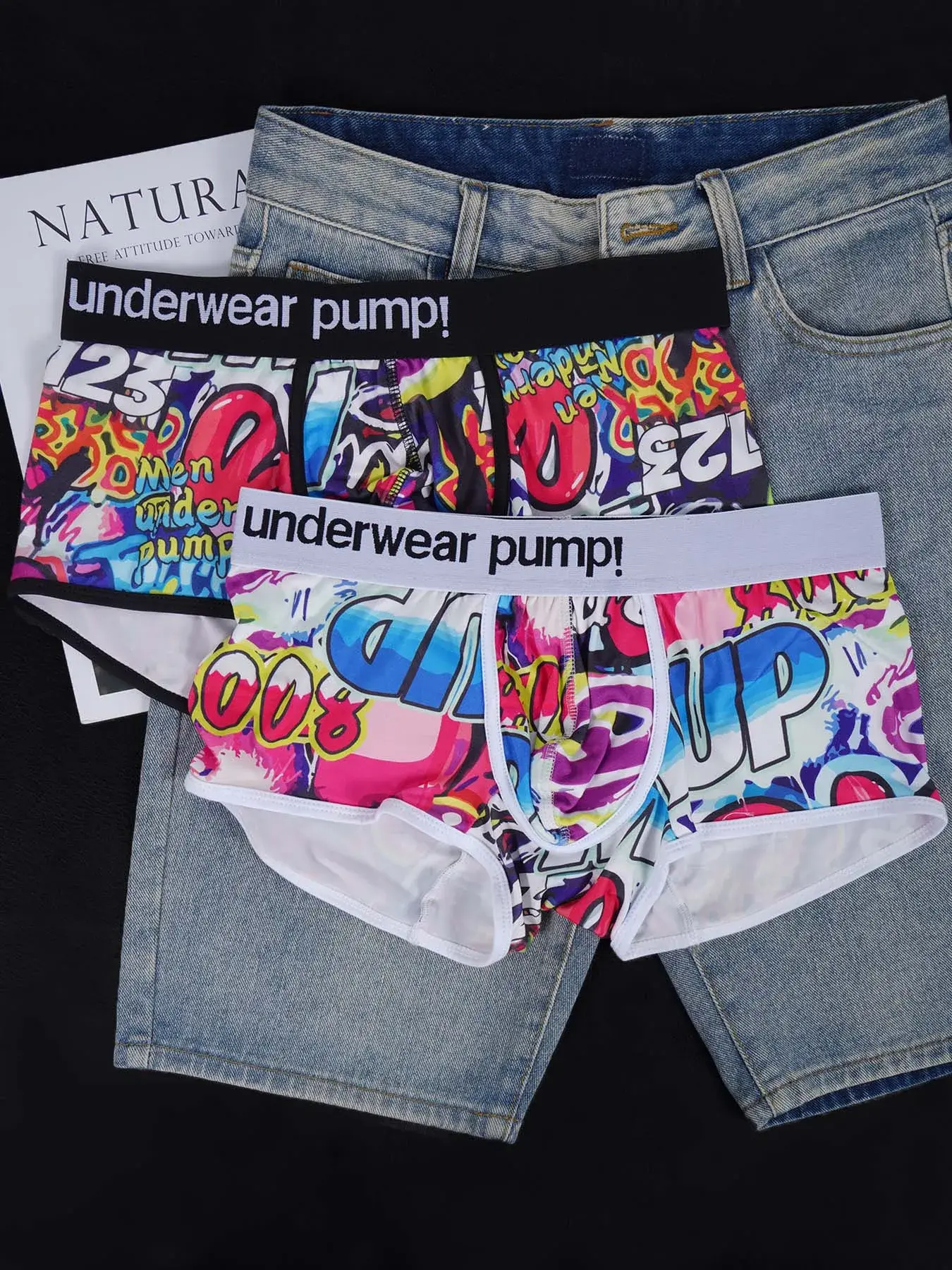 1PCS Men's Cotton Nylon Blend Boxer Briefs All-Over Graffiti Print Wide Elastic Waistband Non-Tight Fashion Sport Underwear — image 4