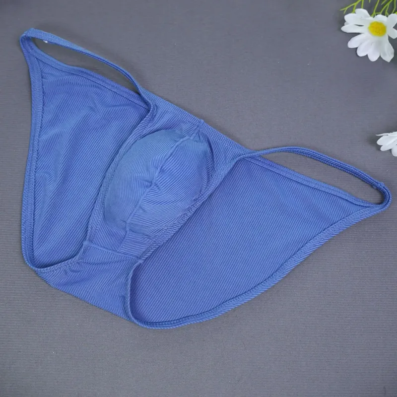 1pc Men Ribbing High Fork Underwear Brief U Convex Pouch Low Rise Panties Solid Color Breathable Comfortable Underpants — image 2