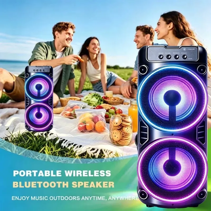 Altoparlante Bluetooth professionale di grandi dimensioni, design portatile con subwoofer JBL Party Box, luci LED compatibili con funzioni BT/USB/TF/AUX/FM/TWS/MIC/EQ Karaoke professionale. Regalo ideale per compleanni, Natale e Capodanno — image 3