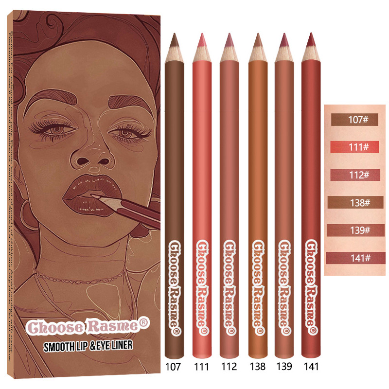 6pcs Lip Liner Pen 6 Colors Waterproof And Sweat-proof Not Easy To Fade Non-stick Cup Nude Lipstick Pencil Set Lasting Makeup