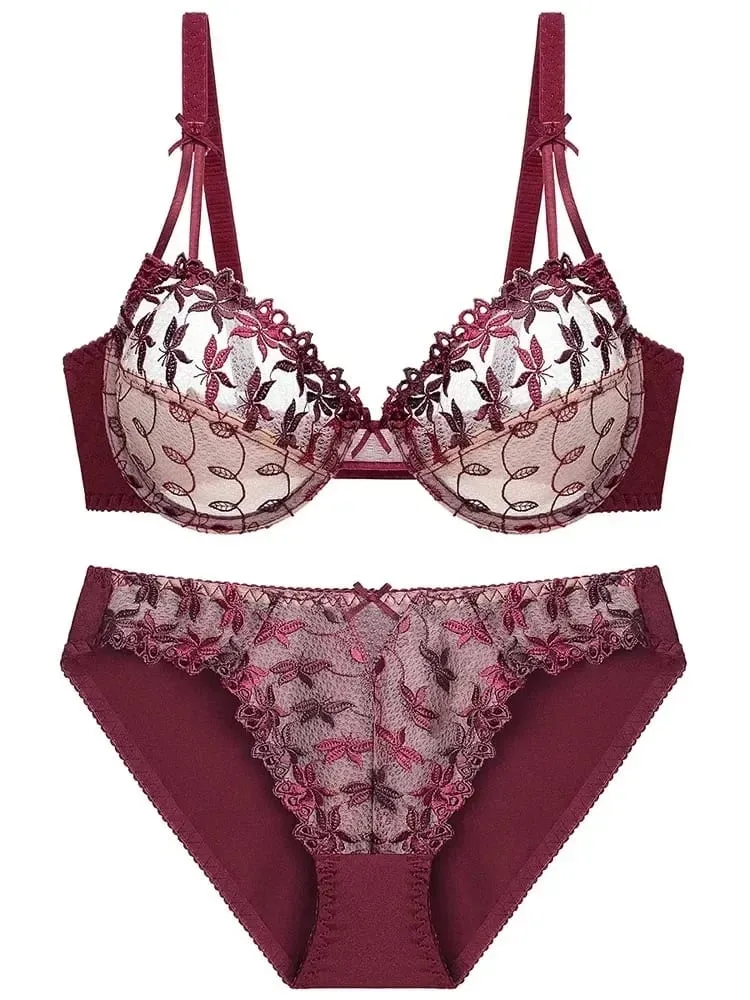 Seksowny, ultracienki, czerwony koronkowy biustonosz | Bielizna Plus Size Minimizer z pełnym biustem| Bielizna damska z roku zodiaku|Wyszczuplający model push-up — image 5