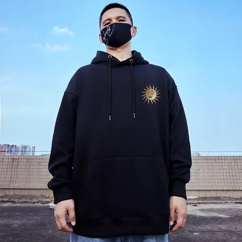 M-8XL Oversized Hoodies Men American Sun Moon Flower Print Oversized Hoodie Loose Hoodie Student's Large Hooded Sweater — image 6