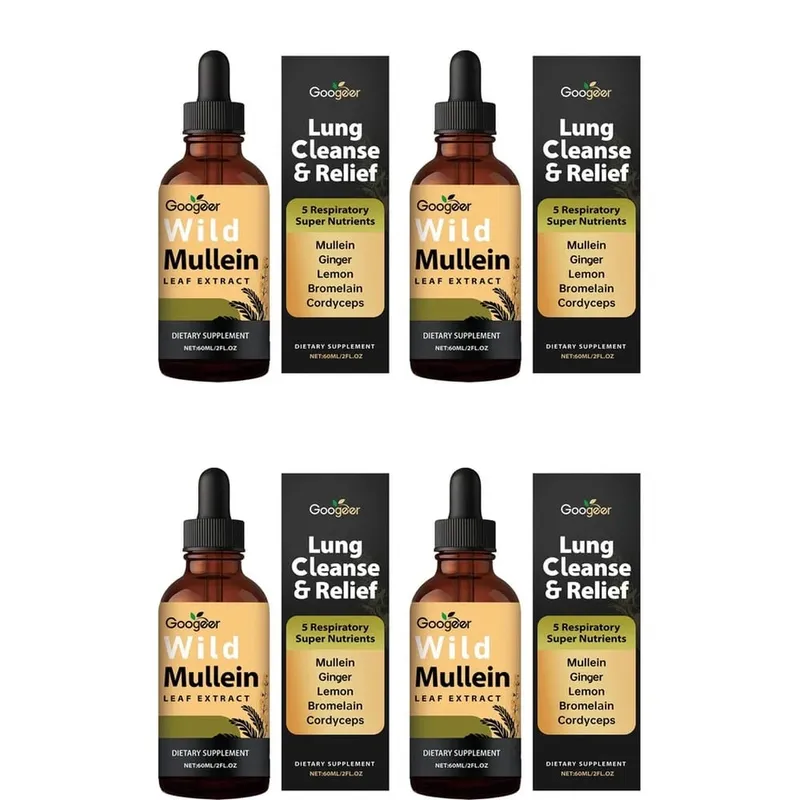 Googeer Wild Divizna listový extrakt Tekutá podpora dýchání Zázvor Citronová kůra Extrakt Bromelain a Cordyceps extrakt 60 ml