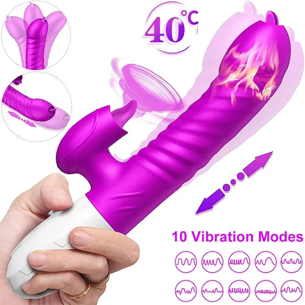 Stoßvibrator für Frauen, lecken G-Punkt-Klitoris-Nippel-Stimulator, Heizung, realistischer Dildo, Masturbation, Sexspielzeug für Erwachsene — image 6