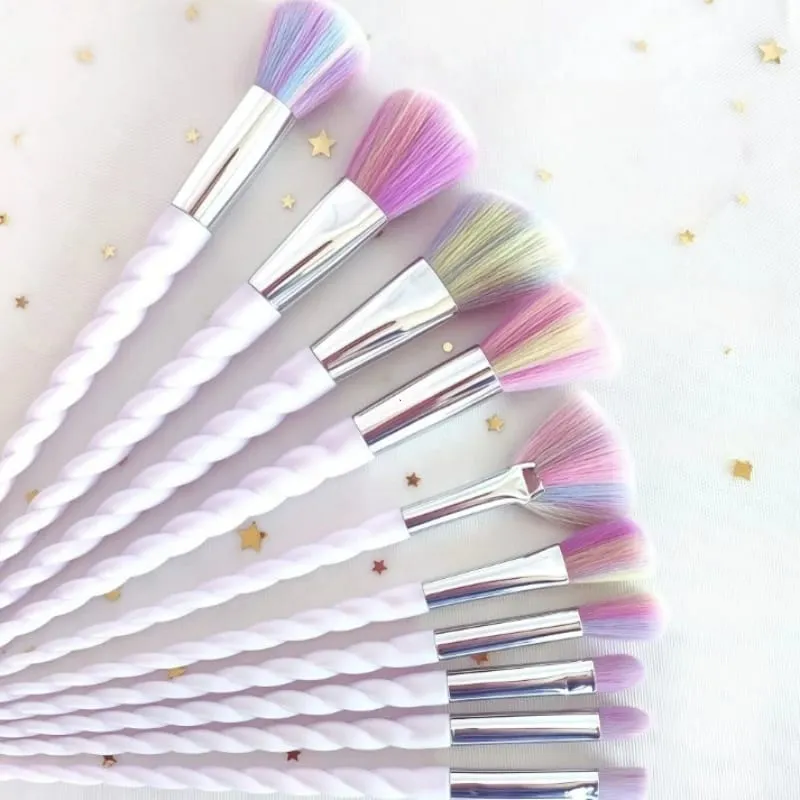 สีสันชุดแปรงแต่งหน้า 10 ชิ้นคริสตัล Handle คอนซีลเลอร์แปรงสุขภาพความงามเครื่องมือเครื่องสำอาง Make Up Tools — image 1