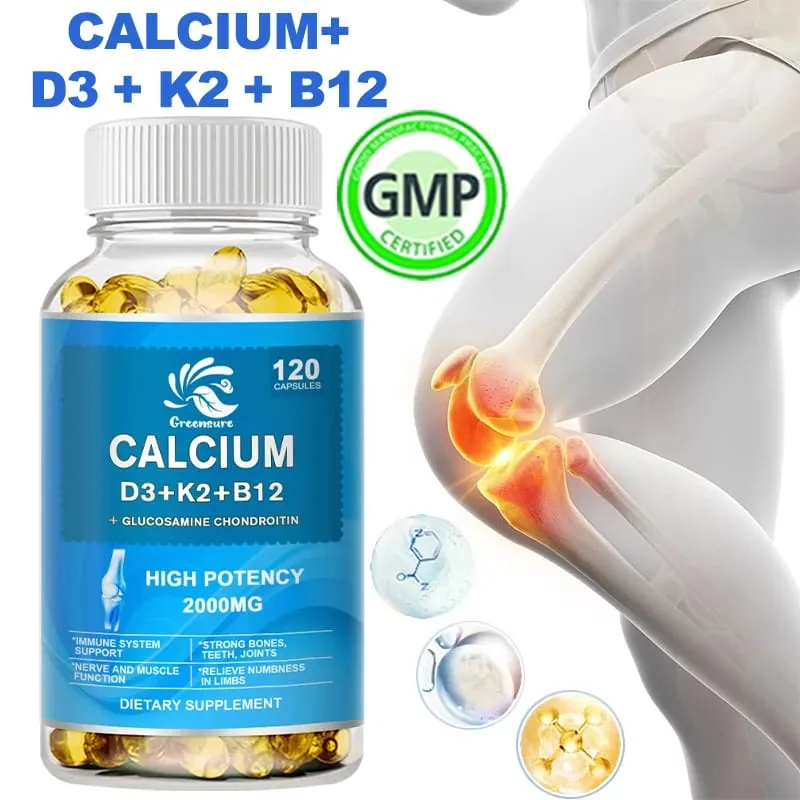 Calcium Vitamin D3 Plus with B12 K2 - High Potency Food Based Immune - Support Bone Health & Mood Balance Supplement — image 1