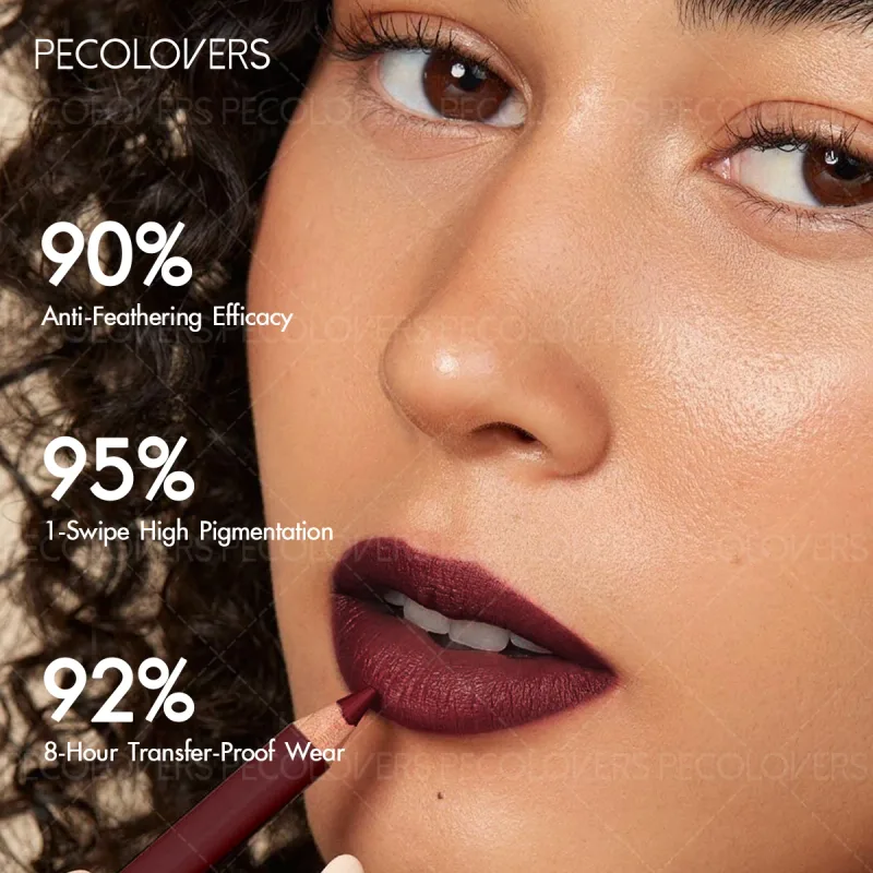 Matte Lipliner Kontur Bibir Belakang Kedua Bibir Gebu dan Menawan Tidak Mengeringkan Kosmetik Bibir Kalis Air Sesuai untuk Pemula — image 4