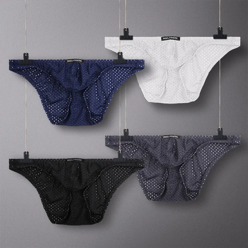 2PCS Slip stretti trasparenti in seta di ghiaccio, slip piccoli da uomo, occhi a rete, pantaloni giovanili traspiranti — image 22