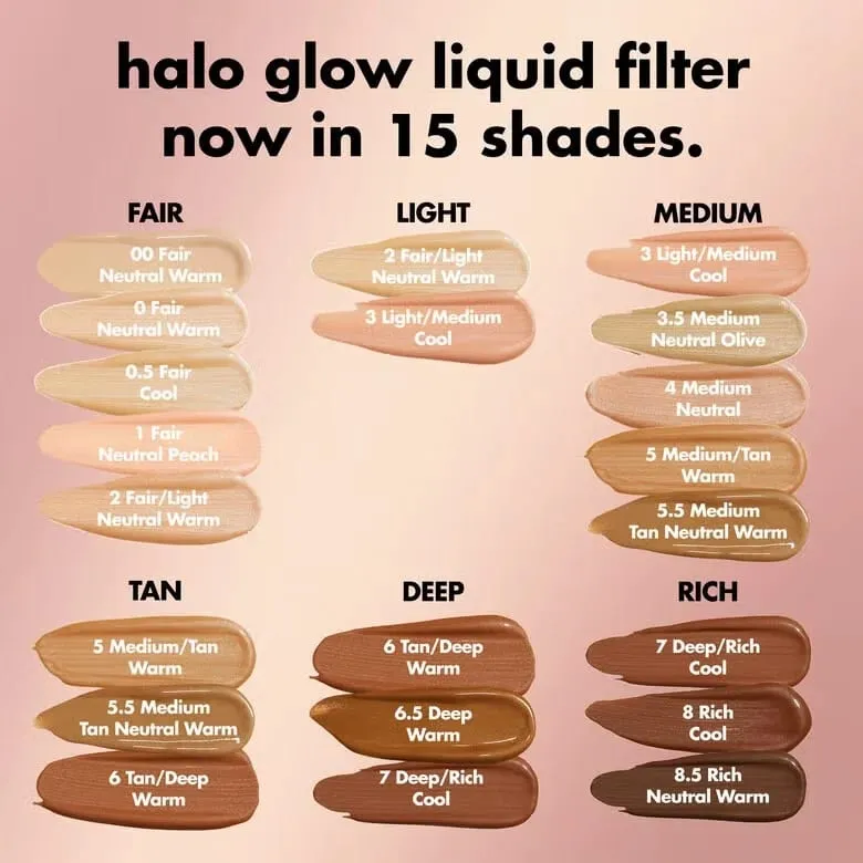 ELF Halo Glow Liquid Filter Liquid Foundation Complexion Glow Booster for et blødt-fokus look Glowy Makeup Hybrid til Dewy Hud — image 7