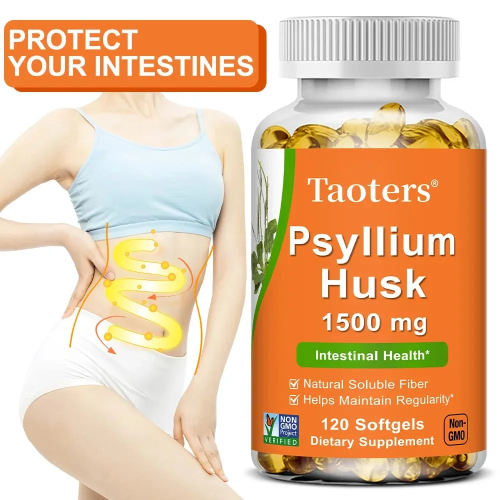 Psyllium Husk Supplement-Natural Soluble Fiber Promotes Digestion Supports Immunity and Promotes Intestinal Health 120 Capsules — image 1