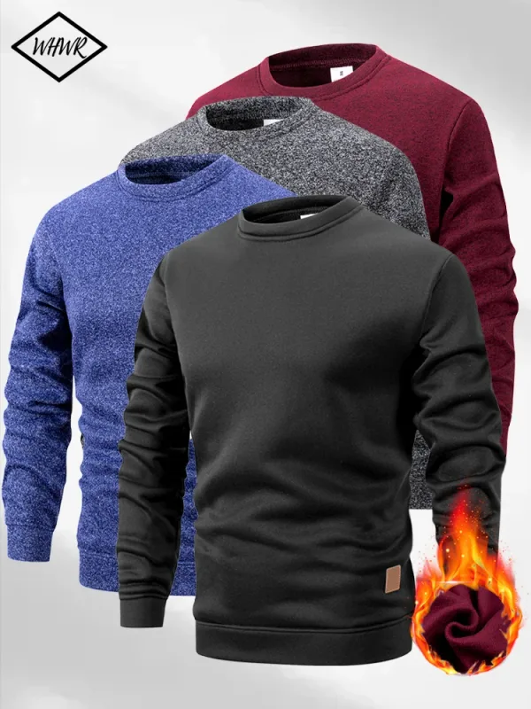 New Men's Sweater Spring Autumn Round Neck Long Sleeve Pullover Casual Sports Sweatshirt High Quality Solid Color Fleece Coat — image 5