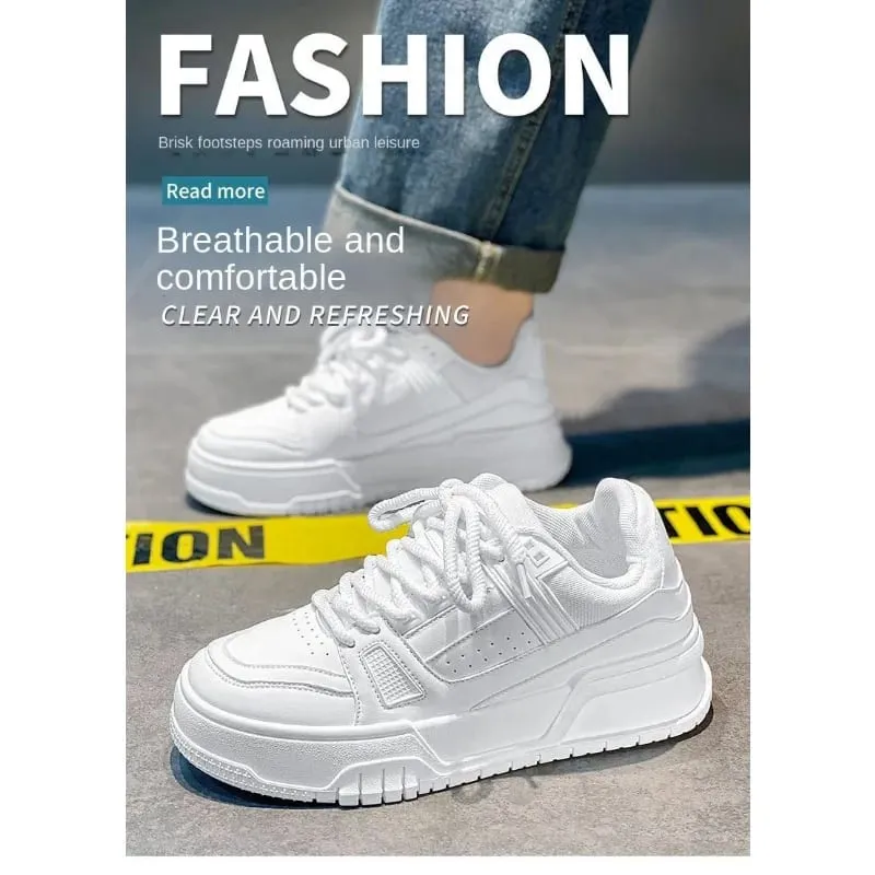 Scarpe da ginnastica da uomo primavera autunno design unico versatile casual nero puro sport per adolescenti fondo spesso aumento pantaloni alla moda — image 4