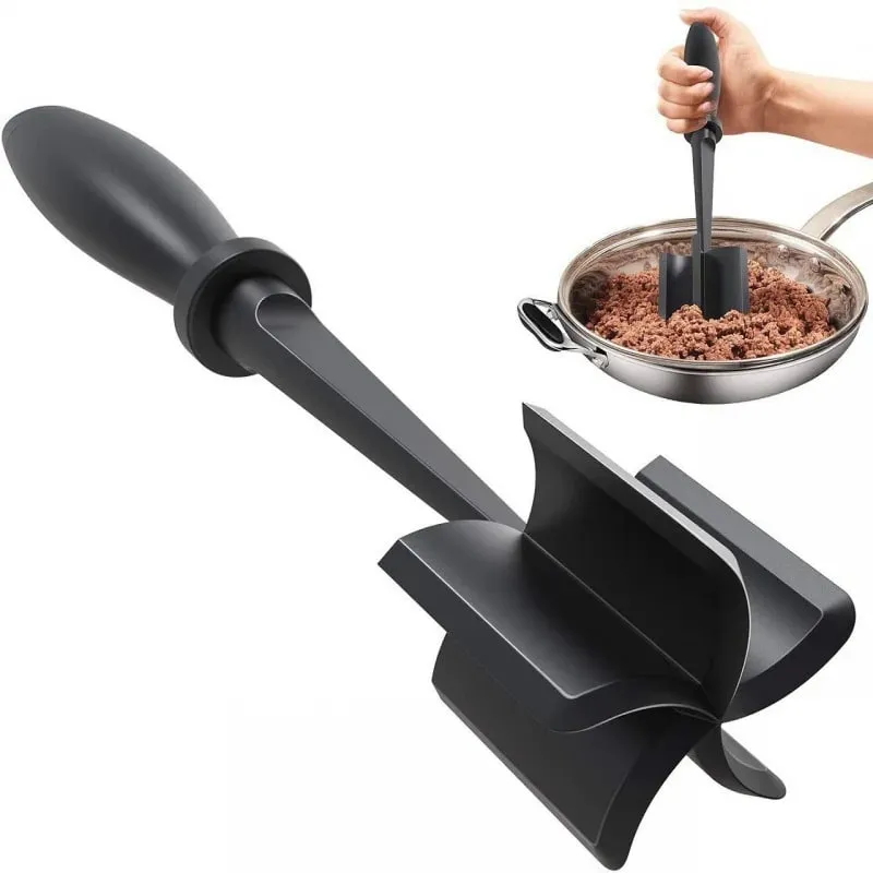 Chopper เนื้อสำหรับเนื้อ Ground ทนความร้อนเนื้อ Masher สำหรับแฮมเบอร์เกอร์เนื้อ 5 ใบมีดโค้ง Ground Beef Smasher Gadgets ครัว — image 3