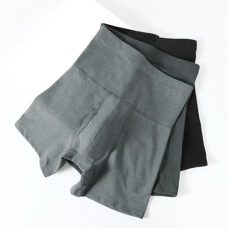 Men's High Waisted Belly-Control Underwear Plus Fat Plus Size Anti-Wear Leg Waist Protection Warm Fleece-Lined Thickeneded Sport — image 5