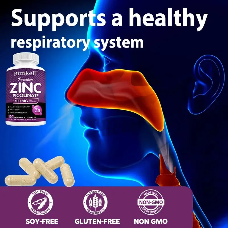 Zink Picolinate Premium 100mg Penyerapan Tinggi Sokongan Imun Kesihatan Pernafasan Pengeluaran Tenaga & Suplemen Tidur — image 6