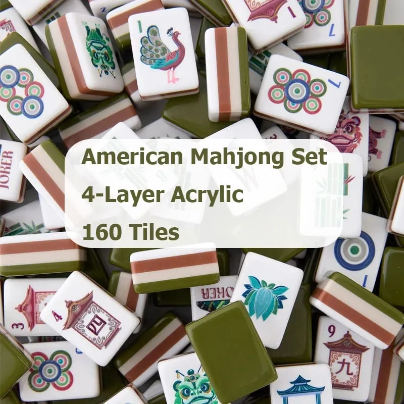 Set Mahjong americano personalizzabile 160 piastrelle Mah Jongg acrilico a 4 strati Regali a sorpresa Mahjong Giochi portatili per feste in famiglia — image 2
