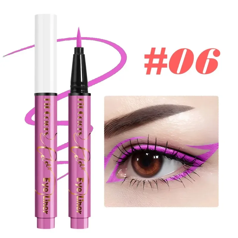 Pena Eyeliner Cair Cahaya Neon UV Tahan Air Cat Warna Wajah Neon Warna-warni Riasan Mata Panggung Seni Pesta Natal Halloween — image 8