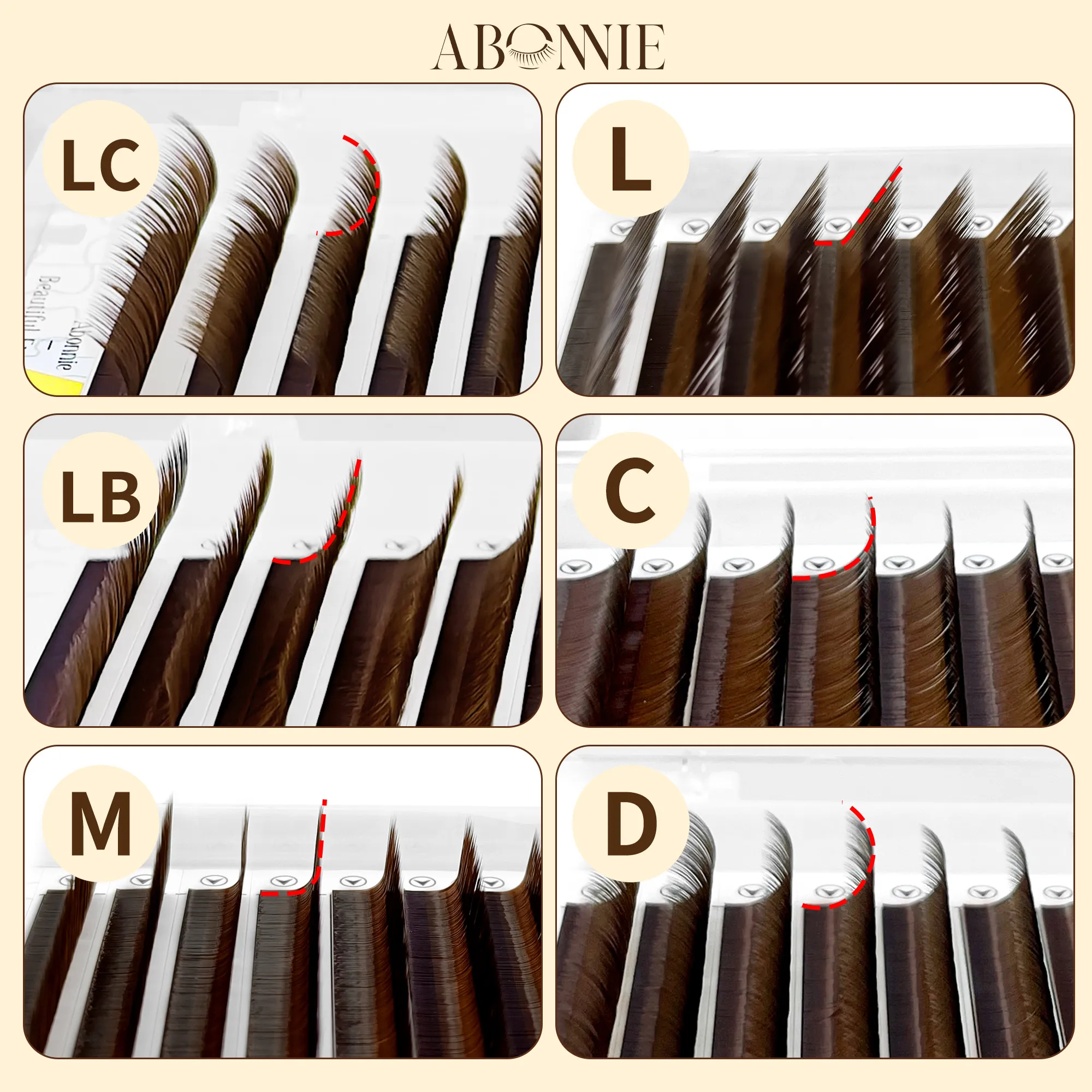 Abonnie LB สีน้ำตาลขนตา M Curl คลาสสิกขนตา Foxy Eye Lash โกโก้ Lashes ขนตาสี Fluffy Lashes — image 5