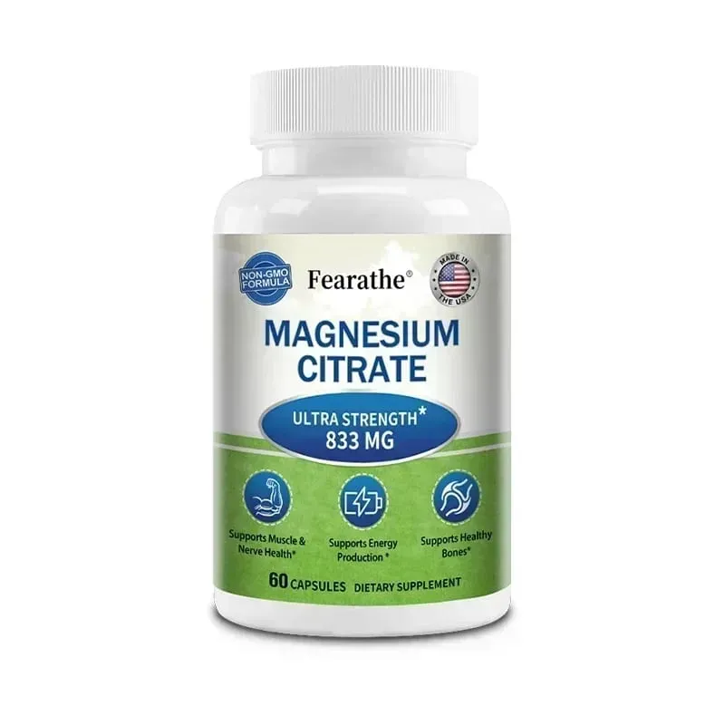 Capsules de citrate de magnésium, hautement absorbables, favorise la relaxation, le sommeil, les os, le cœur, les nerfs, les muscles et le métabolisme — image 8