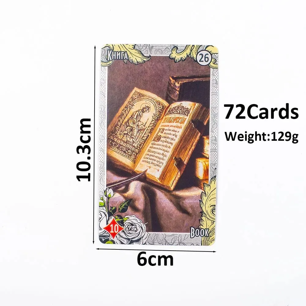 72 stk ЛЕНОРМАН ВИНТАЖНЫЙ СТИЛЬ LENORMAND ORACLE Russian Visions Tarot Divination Fate Deck brætspilskort til familiefest