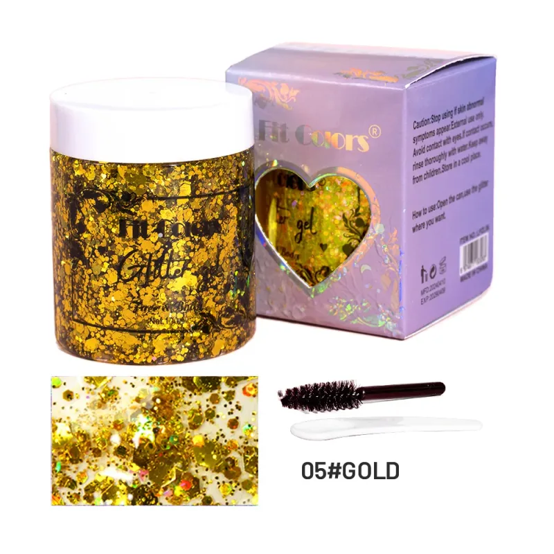 100 ml Glitter Gel Øjenskygge Flydende ansigtskrop Large Pailletter Gel Multifunktionel Farverige Løse Pailletter Creme Festdekoration