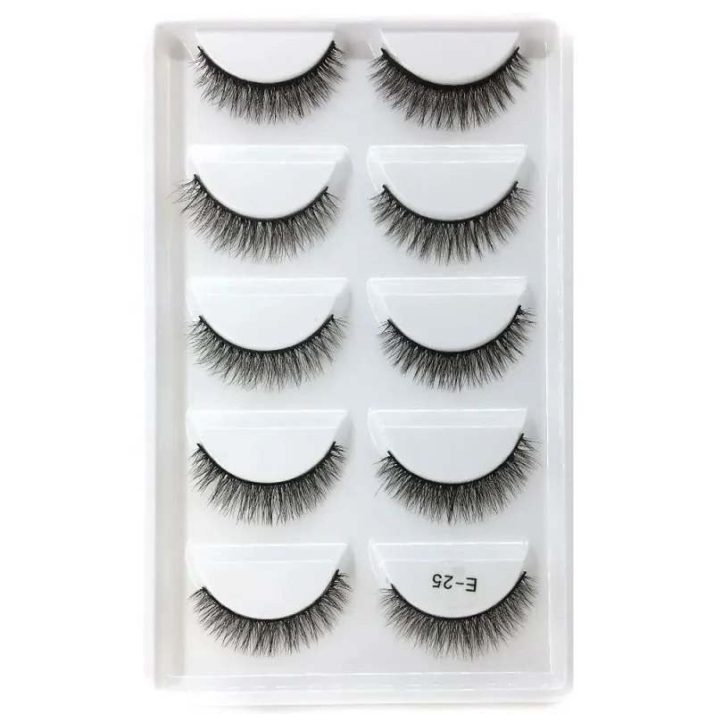 5Pairs 3D Handmade Fake Eyelashes Natural Long Thick Daily Makeup Thick Cross Eyelashes Eye Lashes — image 20