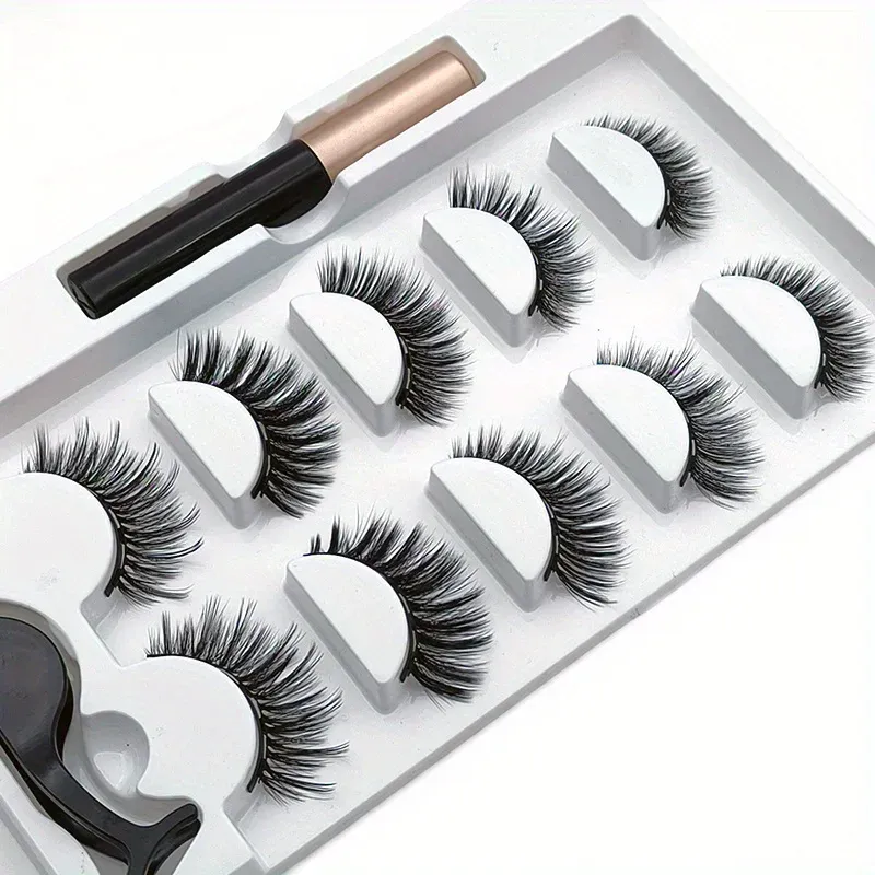 5 คู่ Magnete ขนตาชุดแม่เหล็กอายไลเนอร์กาวฟรี Eye แต่งหน้าขยาย Fluffy Lashes — image 3
