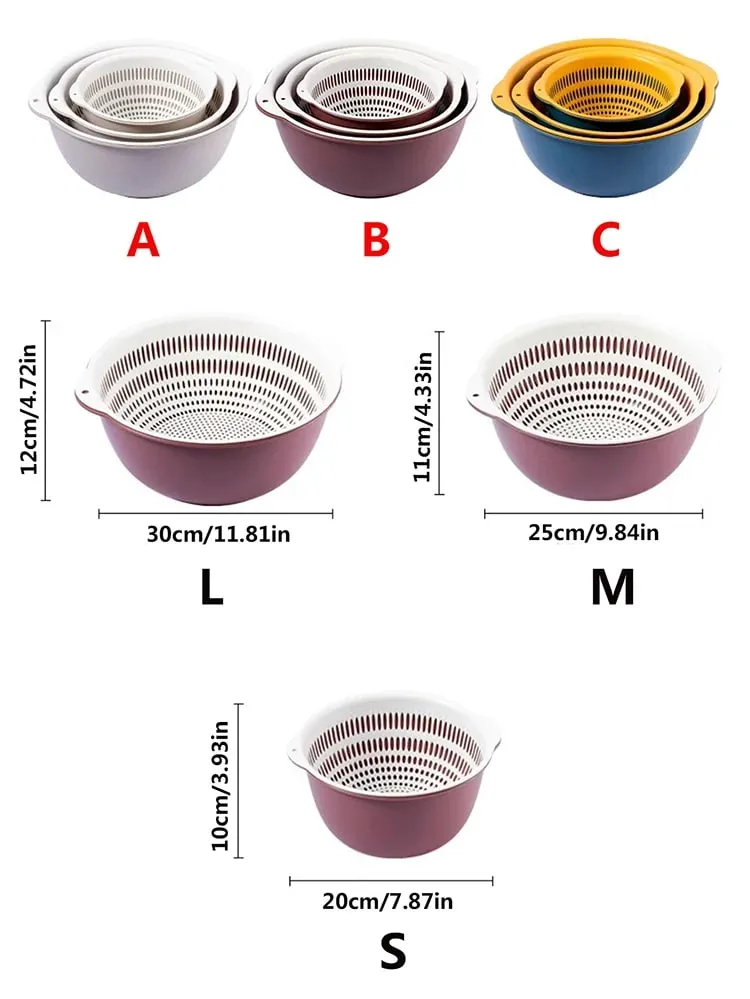 6PCS 주방 싱크 야채 드레이너 과일 바구니 다기능 3 크기 Stackable Wash Basin 야채 배수 바구니 분지 — image 8