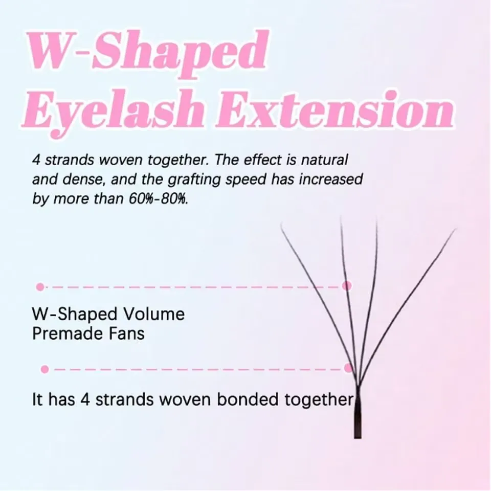 4D W-förmige C/D/L/M-Curl-Wimpernverlängerung, vorgefertigte Volumenfächer, weicher Farbverlauf, Nerz, einfache Verschönerung natürlicher falscher Wimpern — image 3