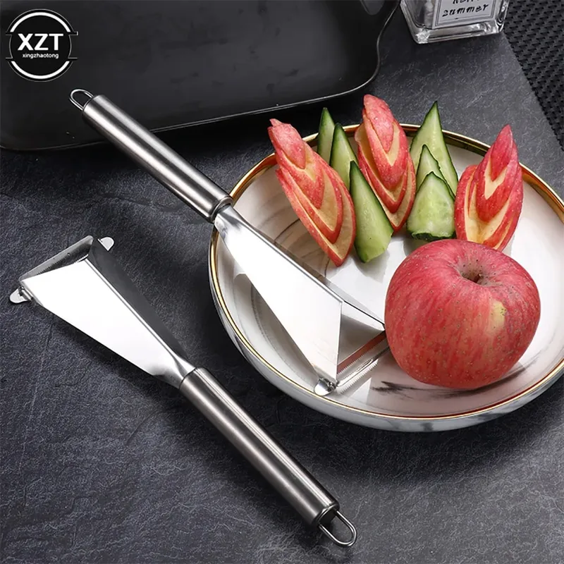 Neue Edelstahl Obst Carving Messer Dreieckige Form Gemüse Messer Slicer Antislip Gravur Klingen Küche Zubehör — image 3