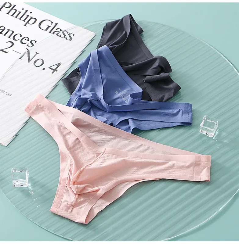 Sous-vêtements pour hommes, demi-hanche, petit Triangle, taille basse, Sexy, jeunes hommes, slip en soie glacée, sans couture, culotte d'été légère et respirante — image 16