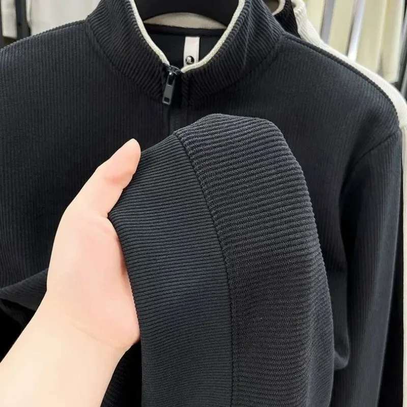 Autumn Men's Sweatwear Warm Pullover Solid Half Zipper Casual Long Sleeve Hoodie Thicken Half Turtleneck Sweatshirts Winter Tops — image 14