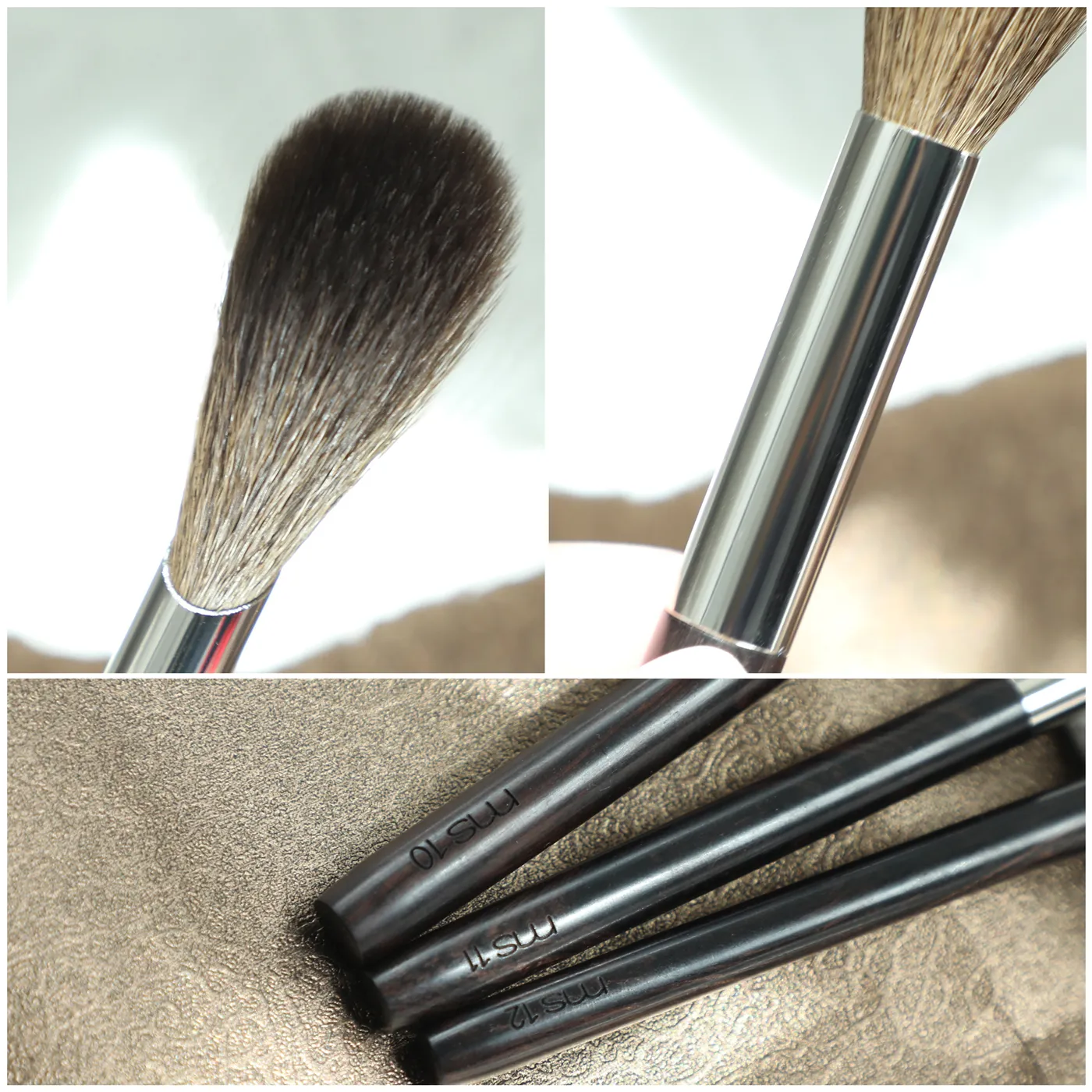 Profesionální ručně vyrobený štětec na make-up 1PC štětec na zvýrazňování tvářenek Štětce na make-up s měkkými kozími srstmi Saikoho s ebenovou dřevěnou rukojetí — image 3