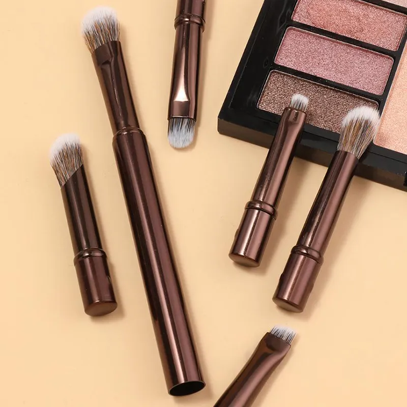 6 ชิ้น Mini Travel แปรงแต่งหน้าชุดกล่องเครื่องสำอางแบบพกพา Powder Foundation Blush คอนซีลเลอร์แปรงแต่งหน้าเครื่องมือ — image 5