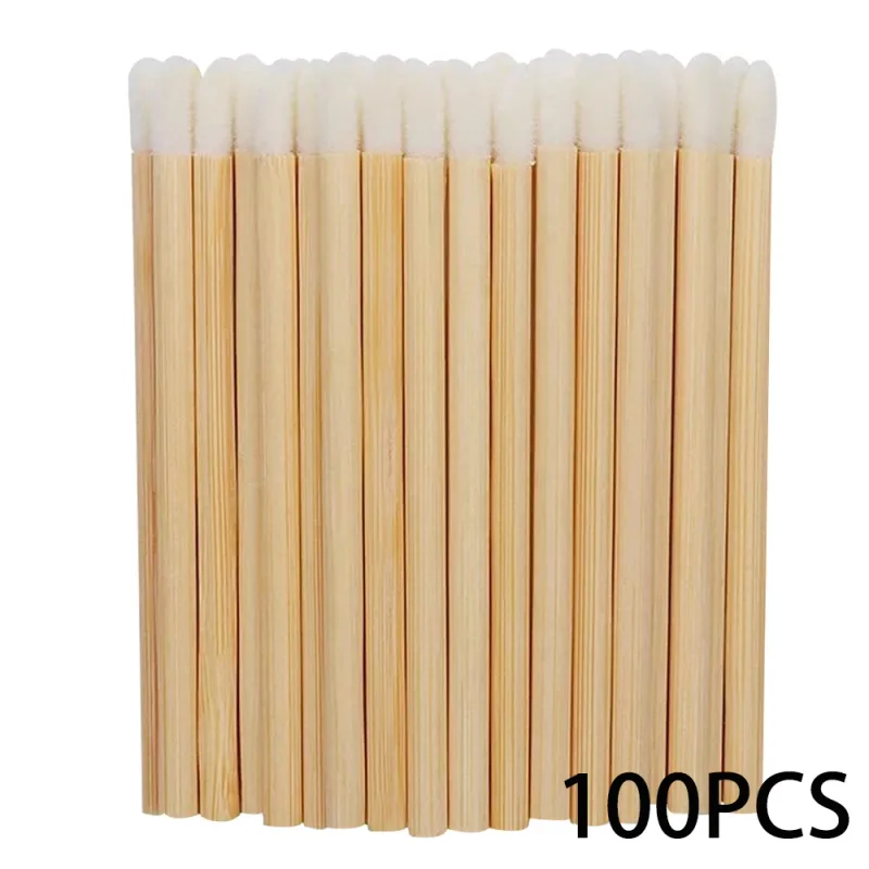 50/100 st Borstar Bambu Läppstift Handtag Läppborstar Förlängningstillbehör Lip GlossWands Applikator Sminkverktyg för ögonfransar