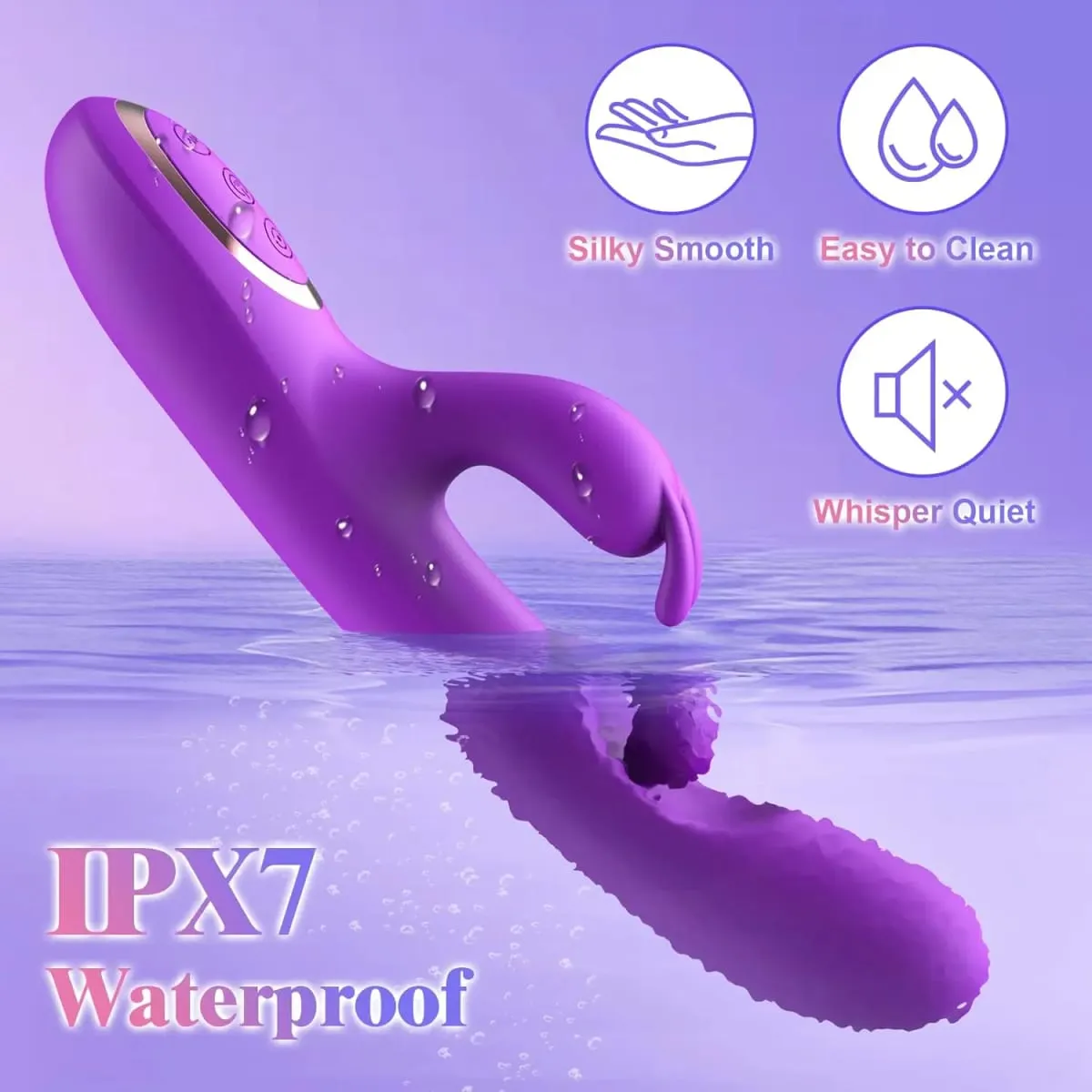 G Spot Rabbit Vibrator 3 dalam 1 Putaran 360° Perangsang Kelentit Kuat Silikon Lembut Dewasa Produk Mainan Seks untuk Wanita Pasangan — image 6