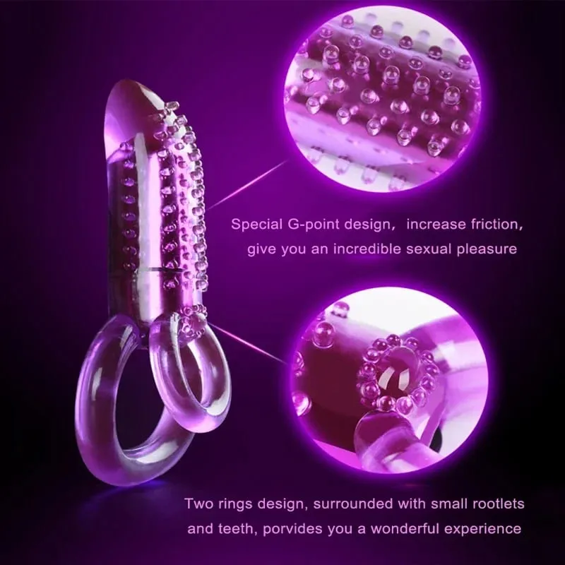 Double Vibrating Cock Ring Vibrator Male Time Delay Dual Ring Penis Sex Toys For Men Prolonging Climax Erotic Adult Sex Products — image 4