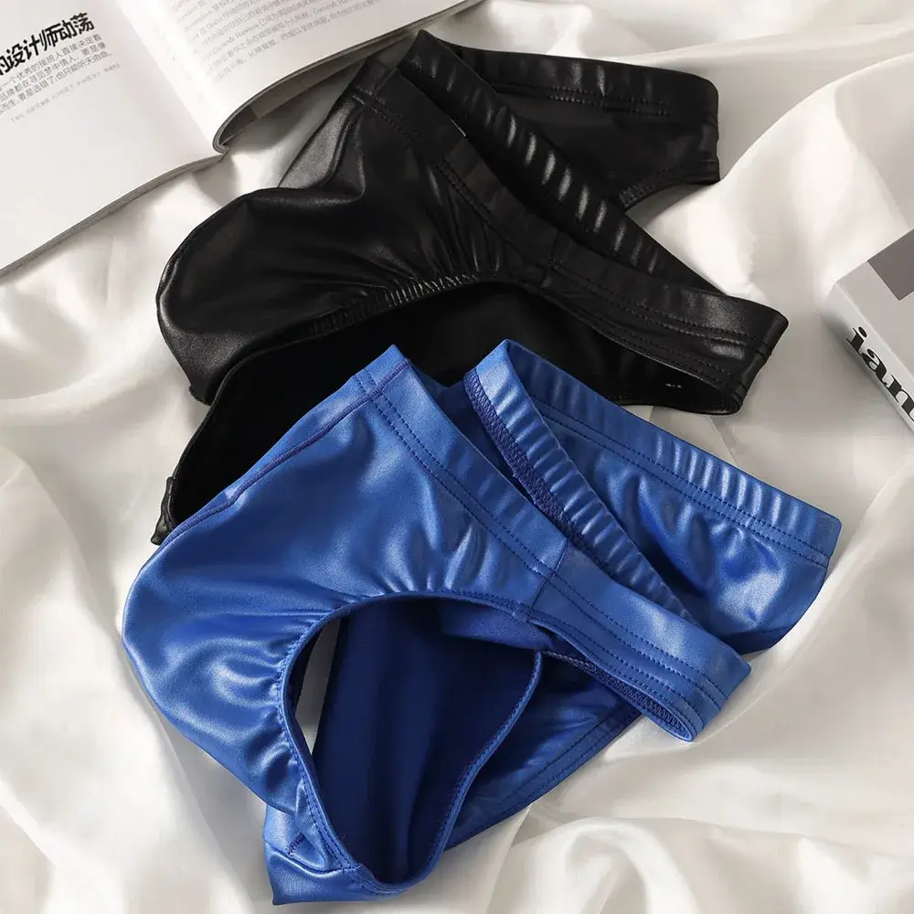 Wasserdichte Männer Slips Glänzend Tanga Seidig Glatte Unterhose Low-taille Männer Unterwäsche Taille Ausbuchtung Beutel Dessous Höschen Unterhose — image 3