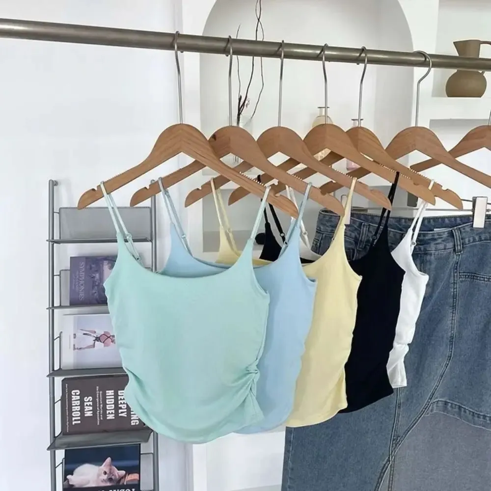 Vest Suspender Tanpa Lengan Mudah Ramping Dengan Cawan Empuk Pakaian Dalam Kamisol Vest Pendek Aktiviti Sukan — image 7